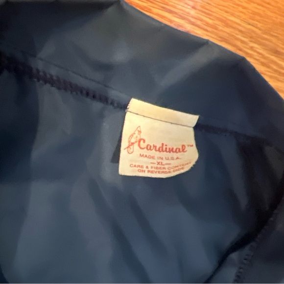 VINTAGE JPMORGAN CHASE BANK SHEEN XL WALL STREET RAIN JACKET COAT Cardinal - Picture 6 of 8